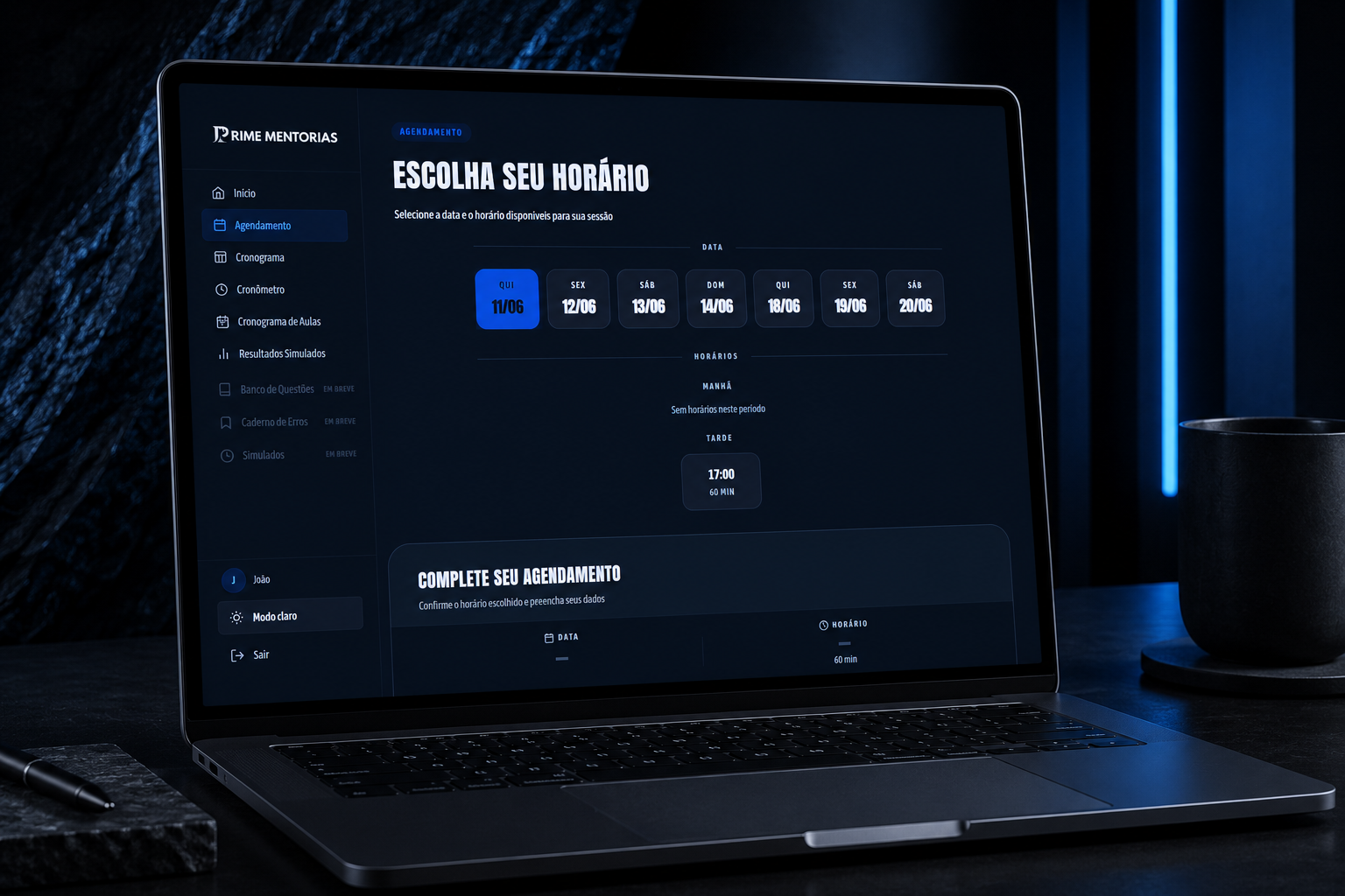 Agendamento de mentorias